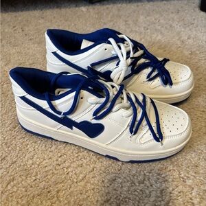 White and Blue Sneakers